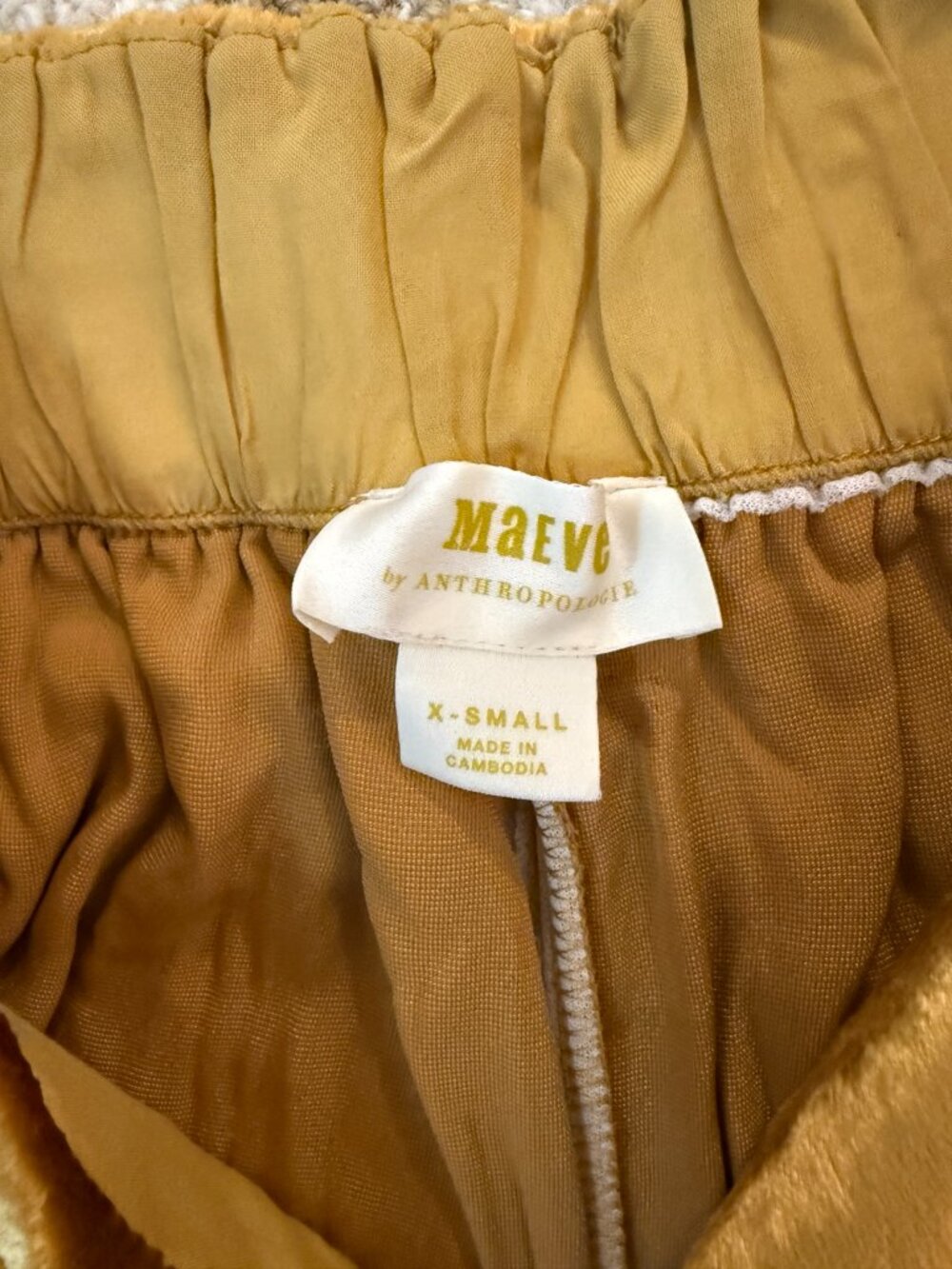 Maeve Anthropologie Gold Crushed Velvet Wide Leg Pants XS - Picture 2 of 4